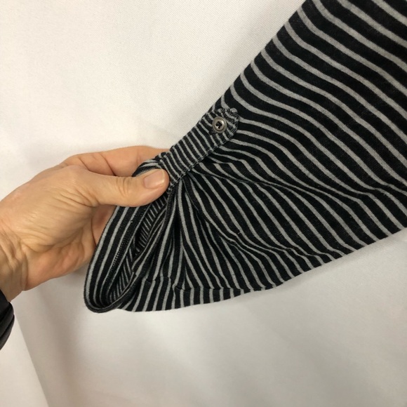 J. Jill Collared Stripe Top Roll Up Sleeve with Button Two Size Stripe - Picture 5 of 9